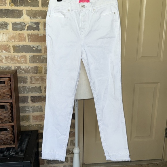 Lilly Pulitzer South Ocean High-Rise Skinny Jeans Resort White Double Raw Hem - Picture 5 of 15